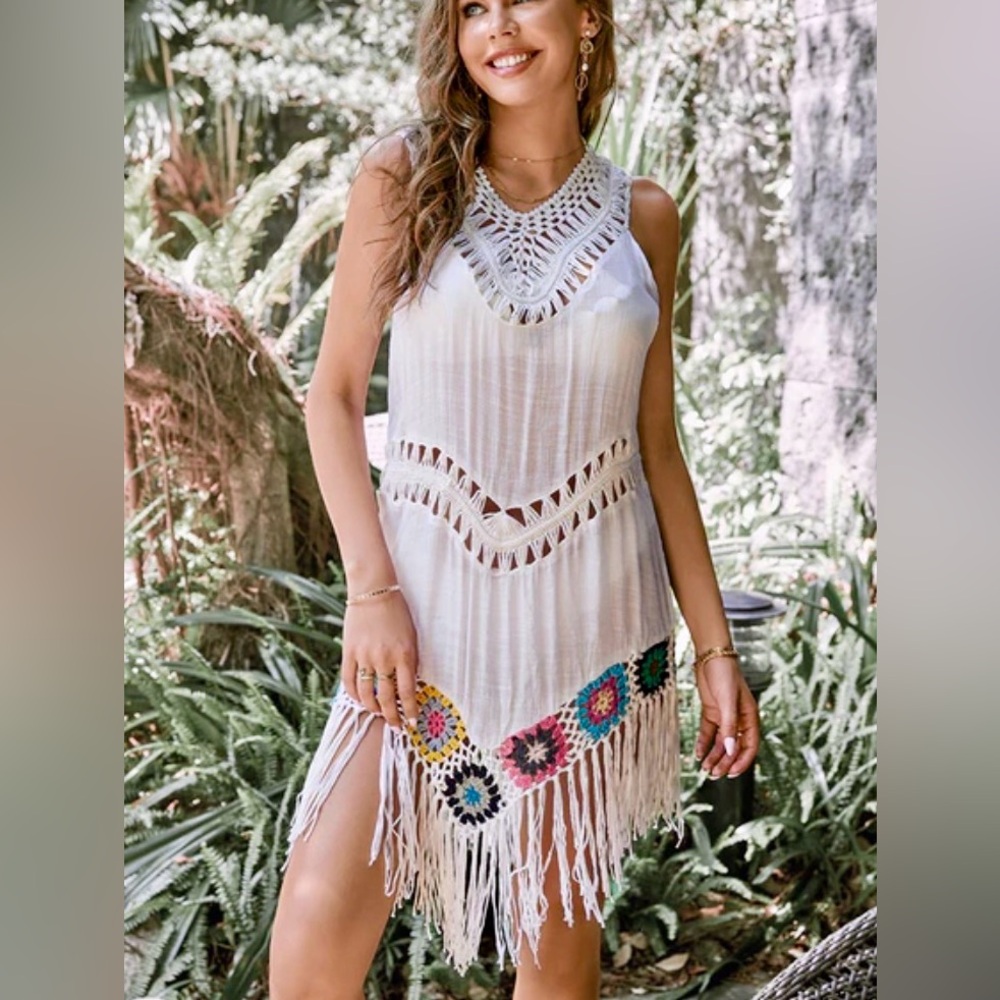 Cupshe Crochet Fringe Beach Cover-Up